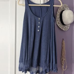 Flowy Tank Top Lace Bottom Detail